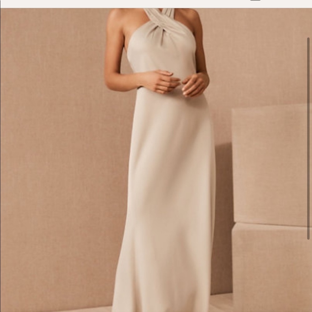 BHLDN Anthropologie Bridesmaid Ruby High Neck Satin Charmeuse Formal Dress 4